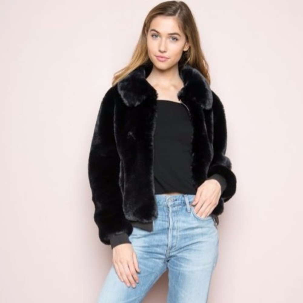 Brandy Melville Georgina Fur Bomber Jacket
